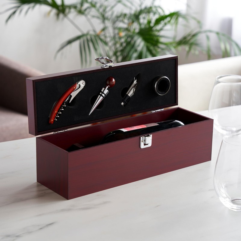 True Cherry 1-Bottle Wine Accessories Gift Set | Premium Corkscrew