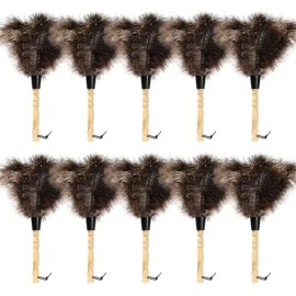 Ostrich Feather Duster Fluffy Natural Genuine Ostrich Feathers Eco-Friendly Reusable for Cleaning SuppliesColor: Model-14"-brown-10 Pieces