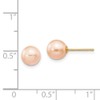 14K Yellow Gold 6-7mm Pink Round Freshwater Cultured Pearl Stud