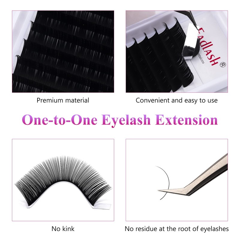 FADLASH Individual Classic 1:1 Eyelash Extension 0.15mm D Curl 9-17mm