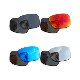 Betterun 4 Pairs Anti-scratch Polarized Replacement Lenses for Oakley Holbrook OO9102 Sunglasses, Retro Black+silver+blue+fire