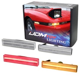 iJDMTOY White/Clear Lens Amber/Red Full LED Side Marker Light Kit Compatible With Toyota 1986-1992 A70 MK3 Supra, Powered by Total 180-SMD LED, Replace OEM Sidemarker Lamps