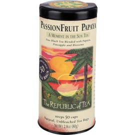 The Republic of Tea PassionFruit Papaya Black Tea, Tin of 50 Tea Bags