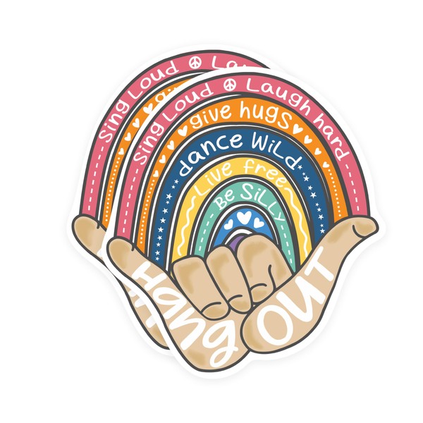 (2 Pack) Hang Loose Shaka Good Vibes Bumper Sticker -