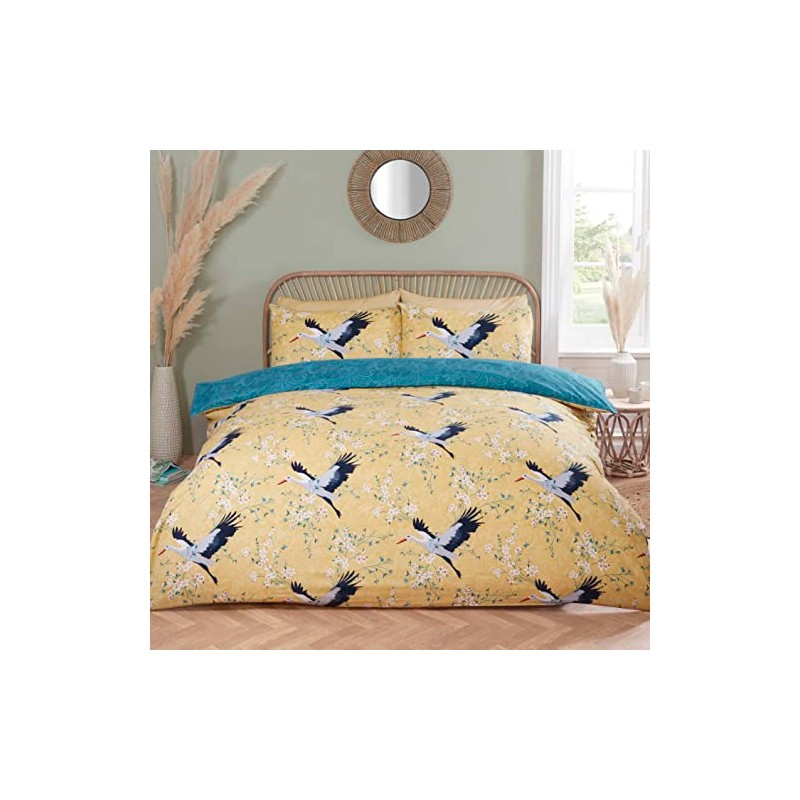 Rapport Home Crane Birds Double Bedding: Luxurious Reversible Microfibre Duvet