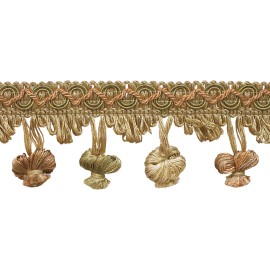 DÉCOPRO Olive Peach Ivory 2" Onion Tassel Fringe Trim Prairie Peach [5 Yards]