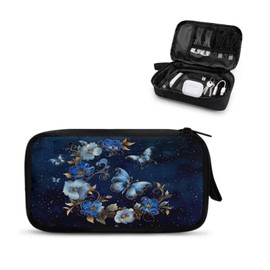 Sepetwhos Floral Moon Butterfly Print Electronics Organizer, Travel Cable Organizer Bag, Portable Cord & Charger Storage, Compact Tech Bag & Case