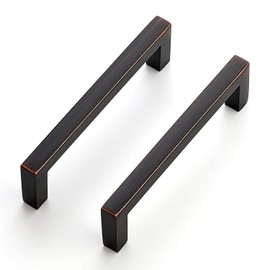 Ravinte 5 Pack Solid 3-3/4 Inch Center to Center Slim Square Bar Drawer Handles Kitchen Cabinet Handles Oil-Rubbed Bronze Drawer Pulls Kitchen Cabinet Hardware Kitchen Handles Cabinet Pulls