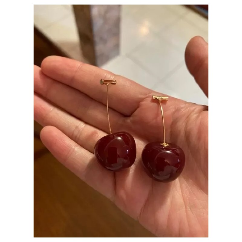 Dtup Aretes Largos Cereza Divinos Elegantes Originales Kawaii