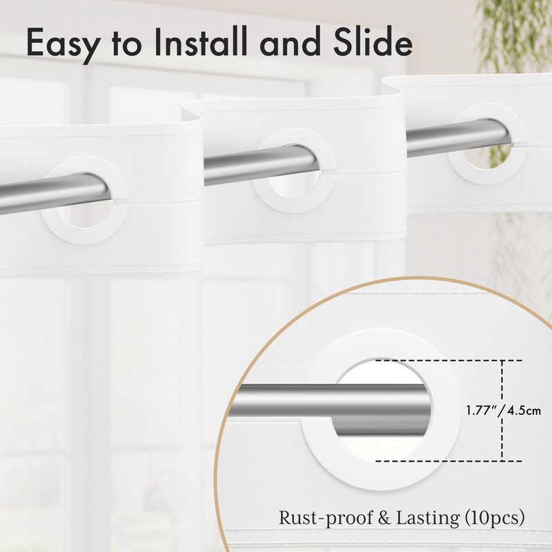 AmazerBath No Hook Shower Curtain and Liner Set, Shower Curtain