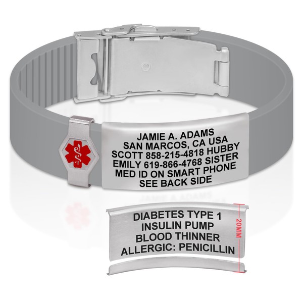 Divoti Divoti Custom Dual-Sided Engraved Silicone Medical Alert ID Wristband