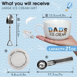 VZQI Ice Cream Bowls and Spoons Set Dad Gifts Father Day Ceramic Bowl Decoratons