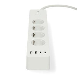Nedis SmartLife Power Strip - Wi-Fi - Hybrid (CEE 7/7) / USB A/USB-C - 16 A - 3680 W - 2.00 m - 0-55 °C - Android/iOS - White
