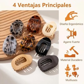 8pcs Horquillas Planas para Cabello,Broches para cabello de mujer,Pinzas para el Cabello Planas y Curvas para Mujeres Cómodas,Espléndida Grandes Bonit