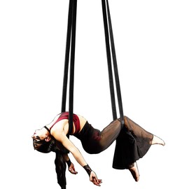 6.6ft 2m Aerial Loops Aerial Straps Ropes Aerial Acrobatics Body Loop Trapeze Circus Apparatuses Equipment Yoga Straps 1 pairs (Black)