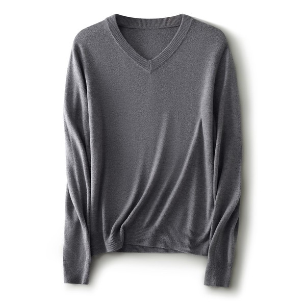 Ciovkis Women's Merino Wool Blend Sweater Fall Winter V Neck