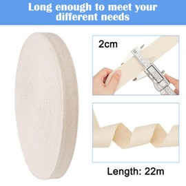 Cotton Twill Tape Ribbon 2cm 22m, Beige Herringbone Ribbon Twill Webbing Tape, Cotton Tape, Bunting Tape, Tape Twill Tape for Sewing Dressmaking Alterations Craft