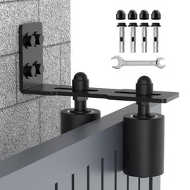 Anobeyi Adjustable Sliding Gate Roller Hardware Kit - Heavy Duty Steel Wall-Mount Bracket & Nylon Roller Guide for Rolling/Sliding Doors, Garage, Wood Gates (Black-1pc, 3in)