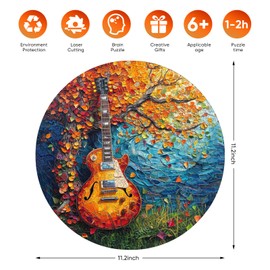 MYS A·U·R Wooden Puzzle for Adults, Guitar Wooden Jigsaw Puzzles, Thanksgiving Garden Puzzle, Beautiful Wooden Puzzle with Box Birthday Gifts for Adults and Kids(11.2 * 11.2in-200pcs)