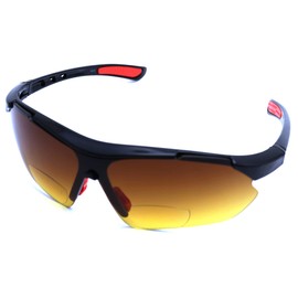 ColorViper Sports Double Injection Readers Flexie Reading Glasses size and color very (z2 shiny black red / anti glare BiFocal, 2.00)