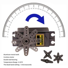 DaFuRui 4Pack MG995 55g Metal Gear Torque Digital Servo Motor Compatible for Arduino Futaba JR RC Helicopter Car Boat Robot