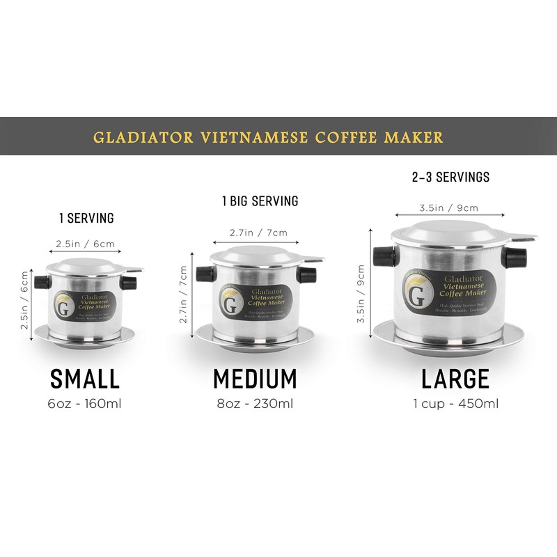 Vietnamese coffee maker filter set, French press style pour-over coffee