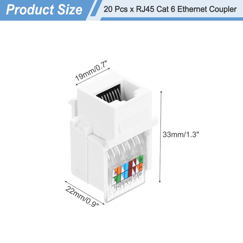 sourcing map 20 Pack Cat 6 Tool-Free RJ45 Ethernet Jack,