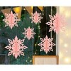 Myd Christmas Tree Ornament Snowflake Mobile 6-Piece Set, Pink, 12 count