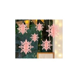 Myd Christmas Tree Ornament Snowflake Mobile 6-Piece Set, Pink, 12 count