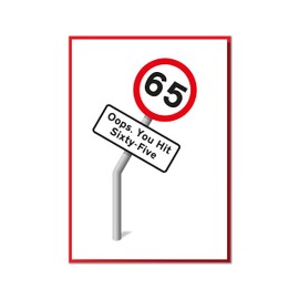 Oops. You Hit Sixty-Five. Funny Road Sign 65th Birthday Card