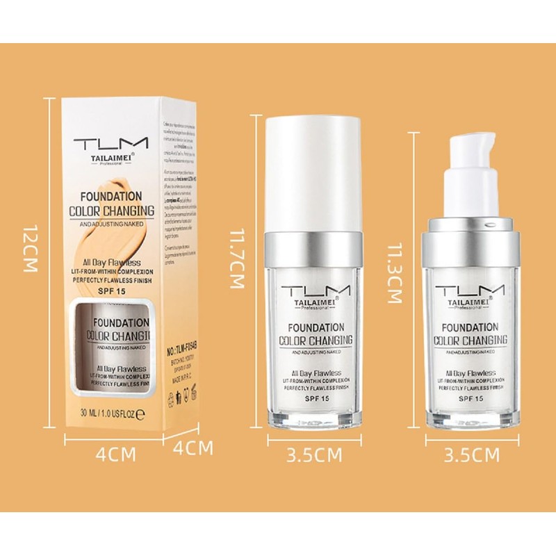 TLM Foundation Color Changing,TLM Colour Changing Liquid Foundation Hides Wrinkles