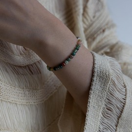 Landorilo 4 mm Stretch Bracelet Made of Real Natural Stone Beads, Healing Stone Bracelet, Yoga Bracelet for Women, Men, Lucky Bracelet, Friendship Bracelet, Replacement Beads Included, Stone, Agate