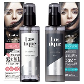 Rustique "Lustique" Premium Hair Care 2-Piece Set | Hair Serum Damage Repair /120ml & Hair Cream Moist/120g -Non-Rinse Treatment Outbust Treatment Hair Essence Hair Oil Supervised by Hairsalon/Hair Salon Stylist (Made in Japan)