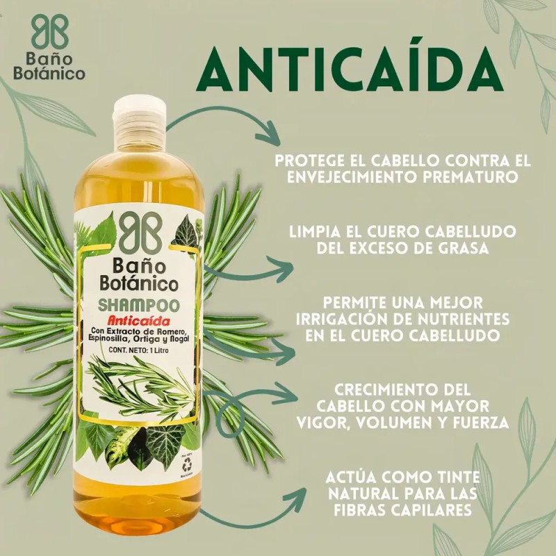 Shampoo Baño Botanico Extracto De Romero (anticaida) 1 Lt