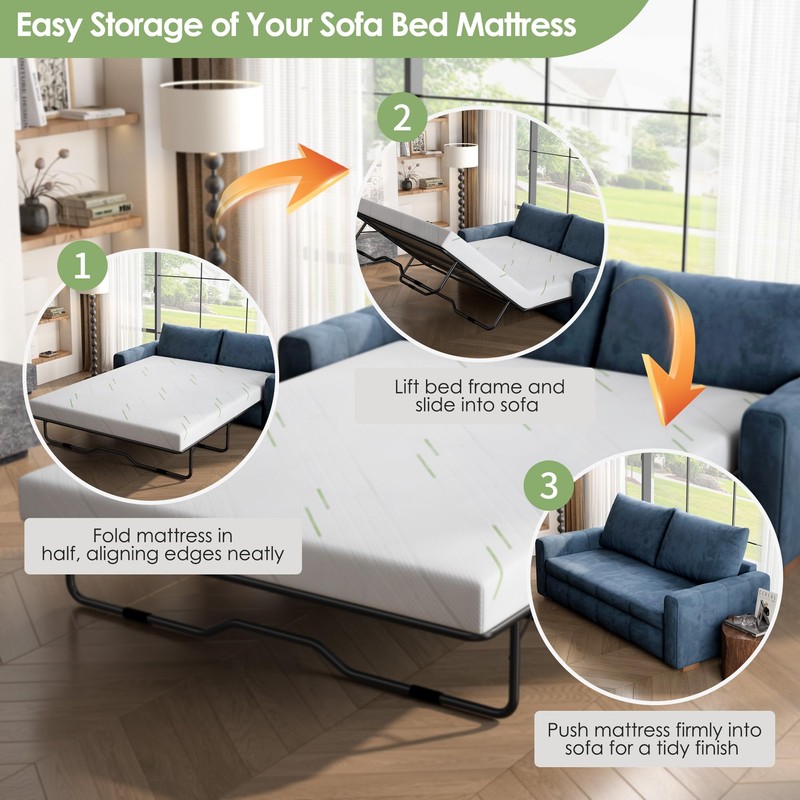 Wellynap 4 Inch Gel Memory Foam Sofa Mattress Full Size,
