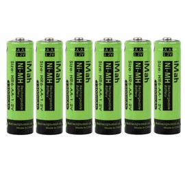 iMah AA Rechargeable Batteries for Solar Lights 1.2V 1300mAh Ni-MH, Also Work with Garden Lamps, Remotes, Mice and Other Household Devices, 6-Pack