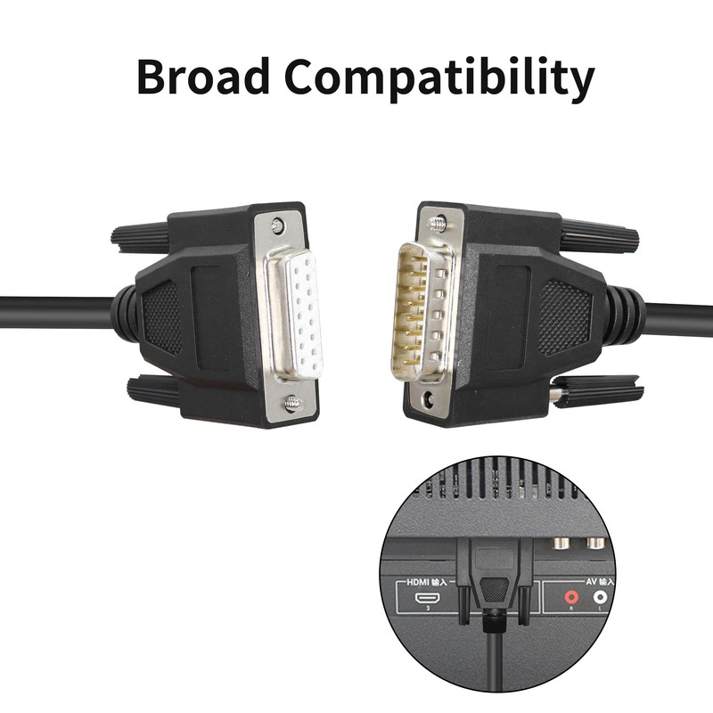 RIIEYOCA 1m Serial Cable DB15 Male to Female 15 Pin