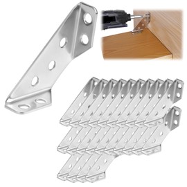flintronic Universal Stainless Steel Furniture Corner Connector, 24 Pcs Multifunction Stainless Steel Corner Braces, Flange Angle Bracket for Cupboard Chair Wood Furniture Corner Connector