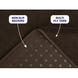 American Soft Linen Bath Rug, 17 in 24 in 100% Cotton Bath Mats Rugs for Bathroom, Non Slip Washable Shaggy Form Area Rugs, Brown Bath Rug