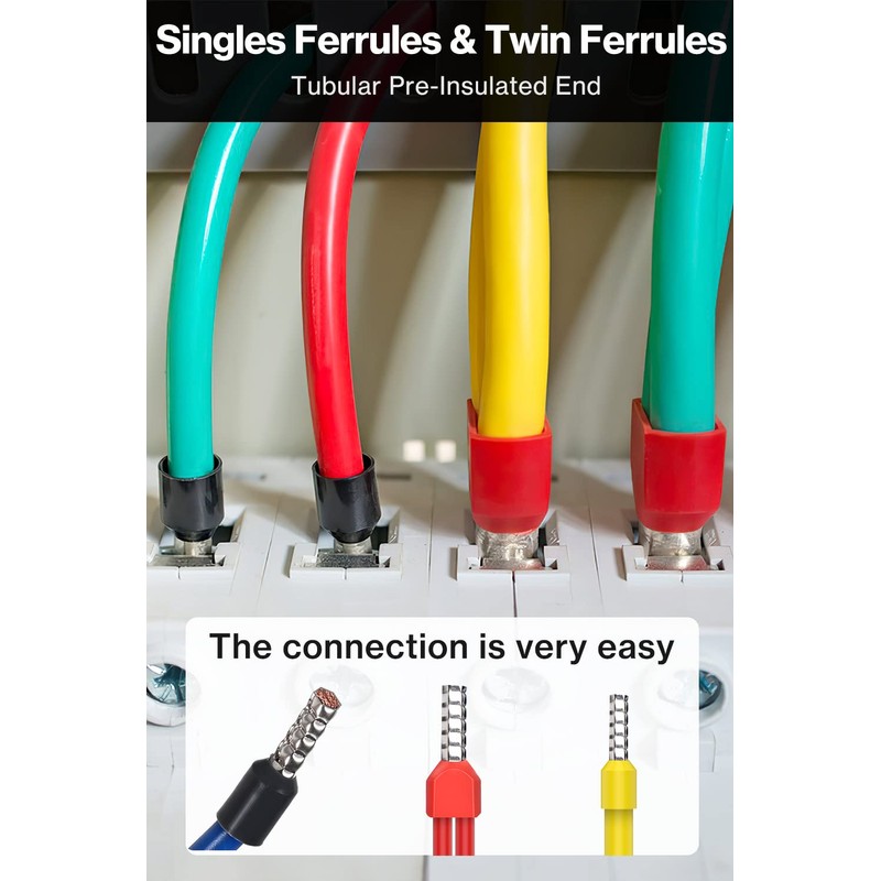 Lytool Wire-Ferrule Kit 1200pcs:Ferrule-Connectors, Double Ferrules Terminal Set, Insulated Ferrule
