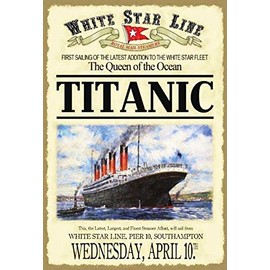 Metal Tin Sign For Titanic White Star Linea The Queen Custom Metal Sign 8X12in-Bar Cafe Restaurant Home Decor