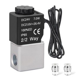 1/4'' NPT 24V Air Solenoid, 2 Position 2 Way Normally Closed Electric Pneumatic Solenoid Air Valve AirTAC 2v025-08 Outlet Wire