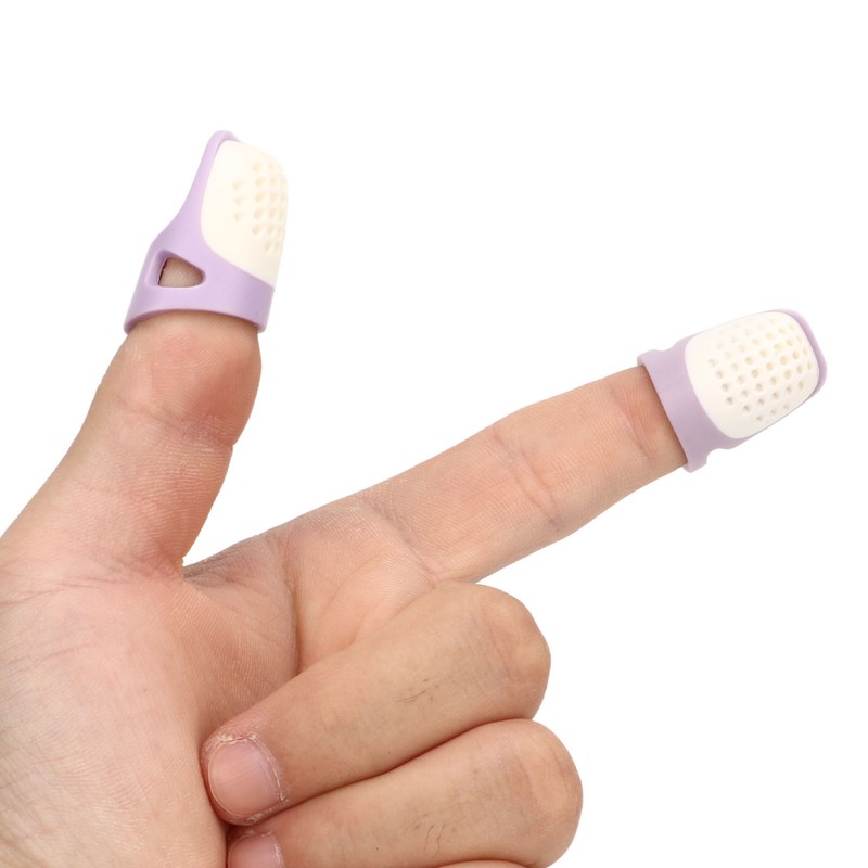 4 Pcs Silicone Thimble Purple Soft Elastic Finger Protector Finger