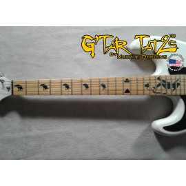 GtarTat2s Dog Squat Sticker Decal Inlay - Black for LEFT handed guitar 21-24 Fret