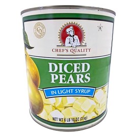 Chefs Quality Diced Pears In Light Syrup | Kosher | 6.62 lbs