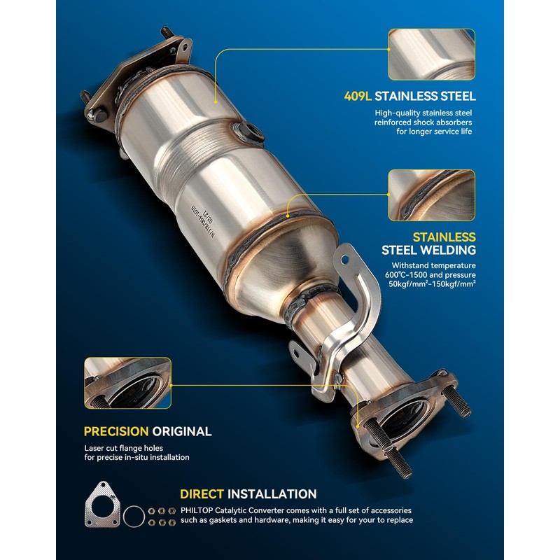 PHILTOP Rear Catalytic Converter Kit Direct-Fit Compatible with Honda Accord