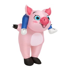 Perfeclan Inflatable Pig Riding on Costume for Adults Height 150-190cm Lightweight Pink