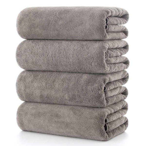 Lumimi Face Towels, Set of 4, Gray Brown, Approx. 13.8