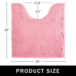 AINAHYVA Toilet Rugs U-Shaped,Super Absorbent Chenille Bathroom Rugs and Strong PVC Non-Slip Backing for Toilets Rug Set,Machine Washable,Bath Mats for Bathrooms,20"x 20",Pink