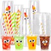FYSUIMU 100Pcs 12Oz Fall Thanksgiving Plastic Cups with Lids and